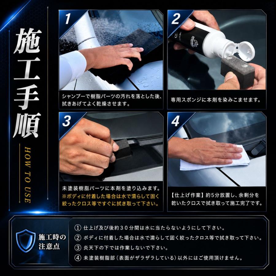 未塗装樹脂 パーツ コーティング 艶出し 白化 復元 コート UVカット