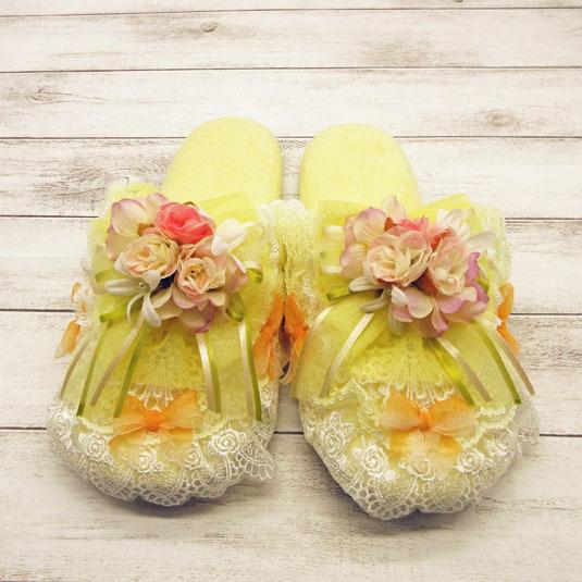 楽屋スリッパ 宝塚スリッパ デコスリッパ キュート 薔薇 リボン レース  