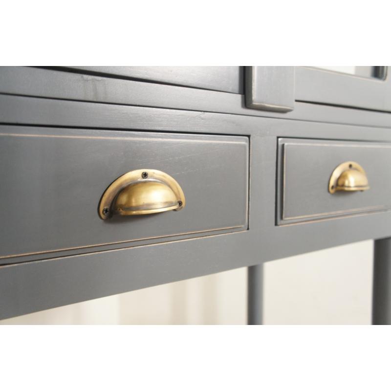 アンティーク調 ケビント 医療用 ガラス棚 飾り棚 グレー : 81jpstore