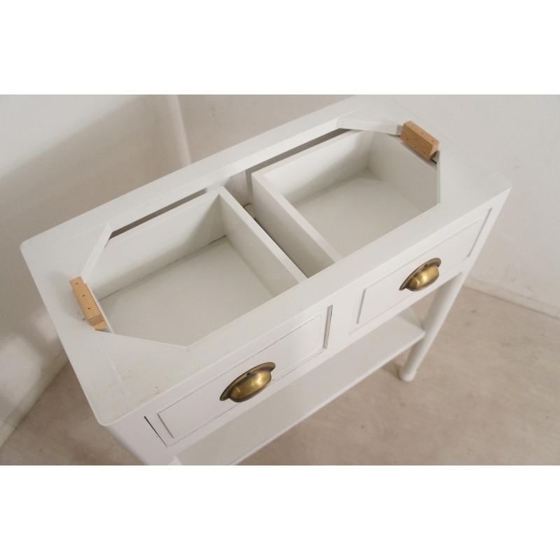 アンティーク調 ケビント 医療用 ガラス棚 飾り棚 ホワイト