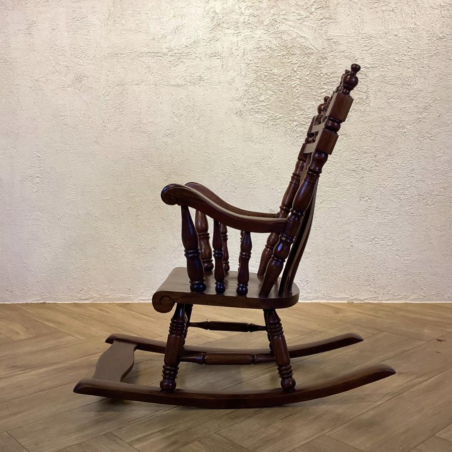 マホガニーロッキングチェア無垢材天然木揺れるイス揺れる椅子木製