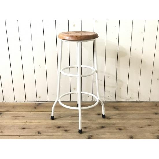 スツール／チーク材一枚板×スチール製脚／インダストリアル