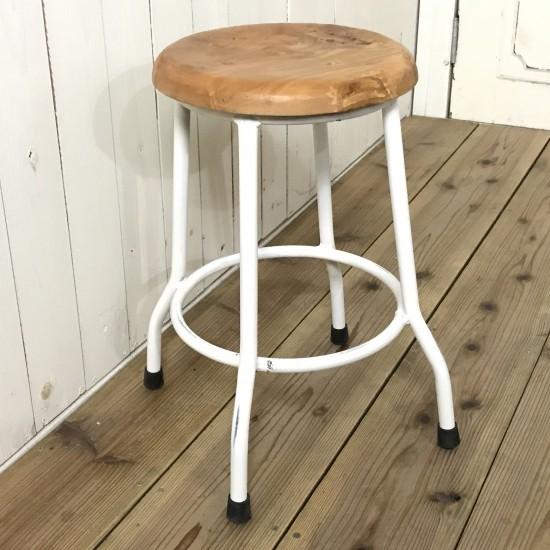 ヴィンテージ インダストリアル アイアン スツール 鉄脚 昇降 無垢 丸椅子