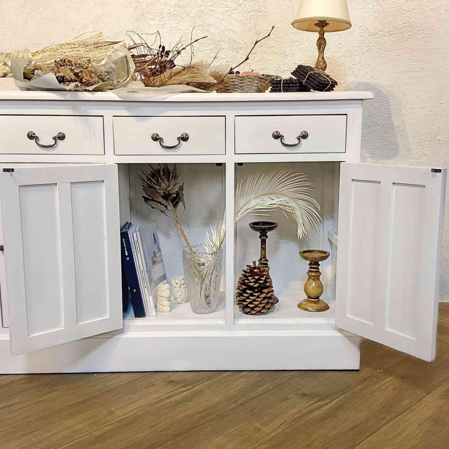 アンティーク調 カウンター 抽斗 引戸 収納棚 レジ台 シャビー