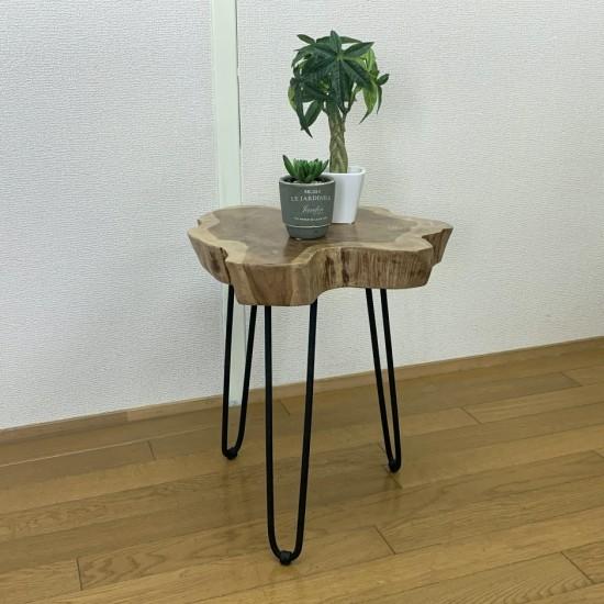 【今日のみ特価】　切り株　木目天板　鉄脚テーブル　サイドテーブル　スツール 送料無料】チーク 切り株 木目天板 鉄脚テーブル サイドテーブル