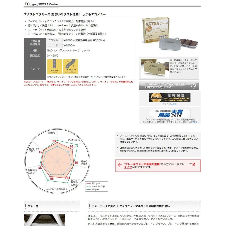 S2000 ブレーキパッド AP1/AP2 99/4〜 ECタイプ DIXCEL ディクセル