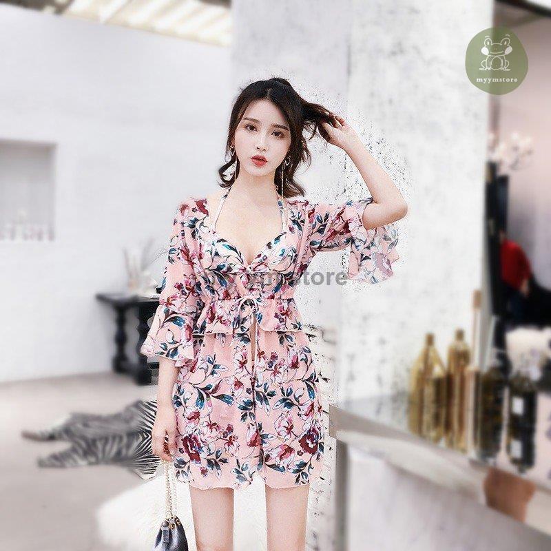 新しいコレクション 水着 レディース ビキニ 3点セット 水着 体型カバー 花柄 小胸 ワンピース フリル 水着 かわいい 可愛い スイムウェア 水着 ワイヤー 絶対一番安い Feminikng Com