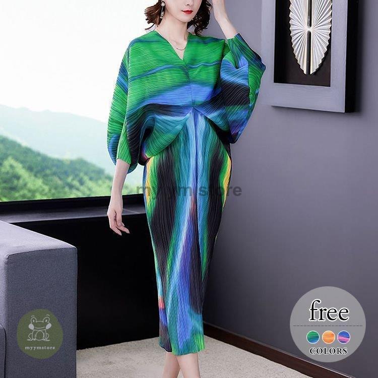 今ならほぼ即納 袖ゆったり Vネック ワンピース 前衛的なカラーリングが美しい Size 総柄プリント 食事会 大人 きれいめ ミセス 美人 女子会 ふんわり 絵画風 カラフル ロングワンピース ワンピース チュニック Sergiopizarro Com Co