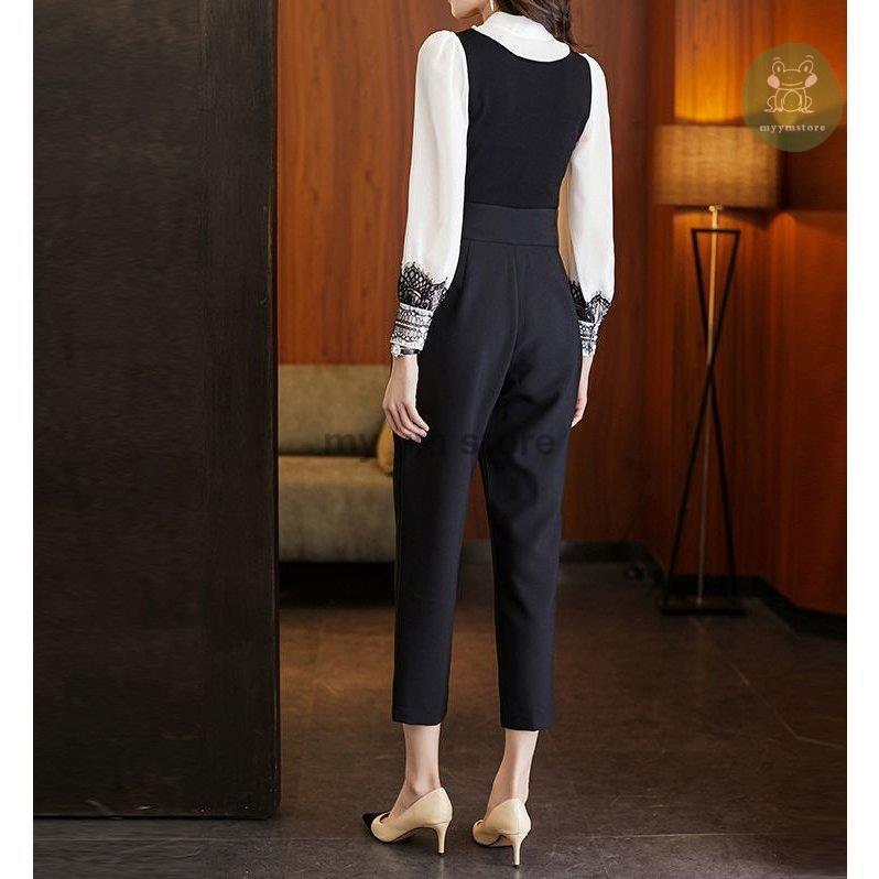 パンツ ブラック 無地 デザインボタン ポケット ママスタイル 上品 清楚 お出かけファッション リモート お出かけ カジュアルウェア 女子会 フェミニン 値頃