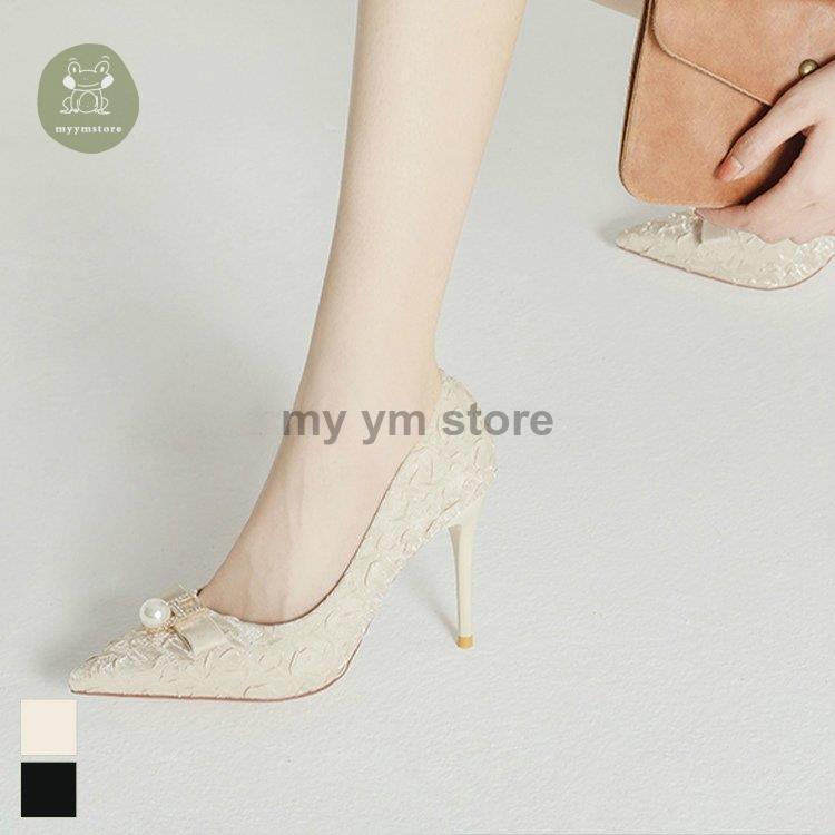 パンプス ハイヒール レディース フレンチヒール リボン ビジュー 上品 おしゃれ お呼ばれ ホワイト ブラック リラックス お出かけファッション Hl0914 Juj19 My Ym Store 通販 Yahoo ショッピング