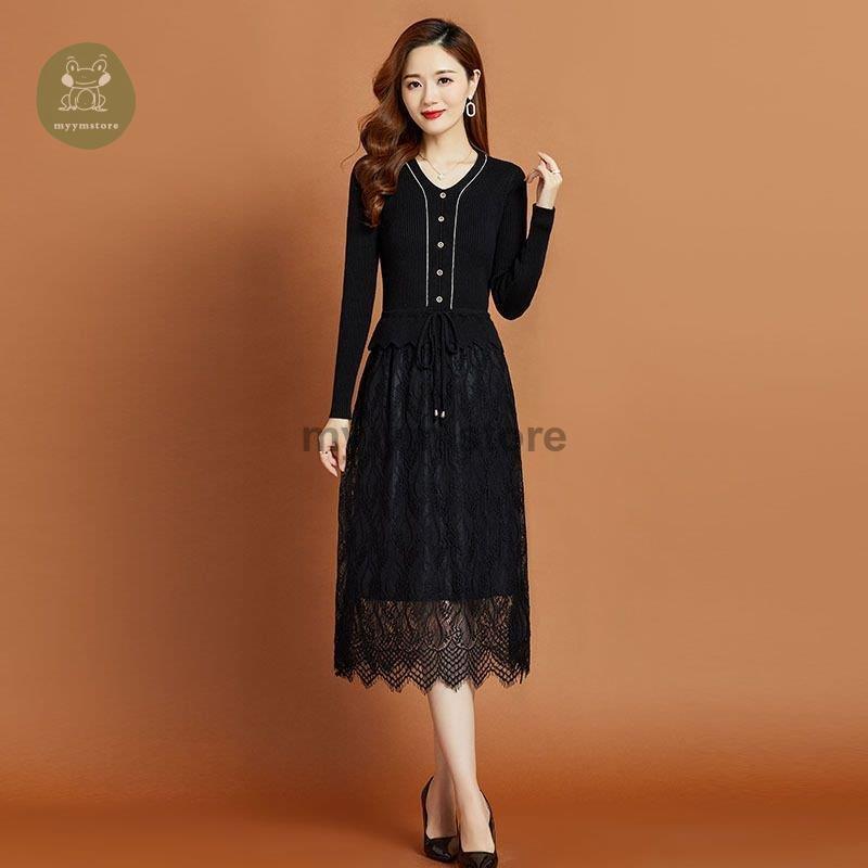 お手頃価格 ママ 清楚 ナチュラルコーデ ウエストリボン ニット 透け感 レース 長袖 ワンピース クール 定番 休日スタイル かわいい 休日 食事会 美人 ワンピース サイズ M Www Maketheleapcoaching Com
