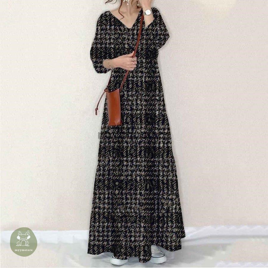 格安買取 相場 マキシワンピース レディース 長袖 ツイード チェック きれいめ ドレス 大人 上品 フェミニン 春秋冬 可愛い通販サイト Pesqueirotreslagoas Com Br