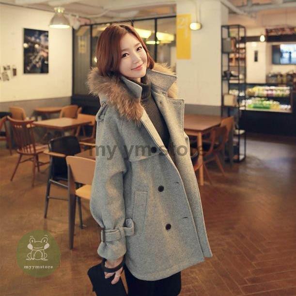 超人気新品 シンプル グレー ファー フード アウター レディース チェスターコート きれいめ 秋冬 可愛い フェミニン ダウンコート サイズ 色 Lグレー Social And Co Fr