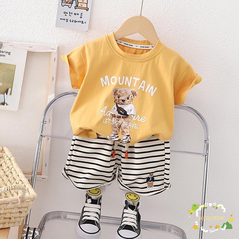 ベビー服 セットアップ 男の子 子供服 半袖 Tシャツ クマ ボーダー柄 