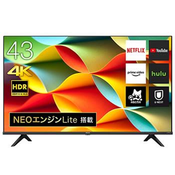 【美品】Hisense ハイセンス 43A6G 43V型 液晶テレビ 4K ハイセンス（HISENSE） 43A6G 43V型 4Kチューナー内蔵 液晶テレビ