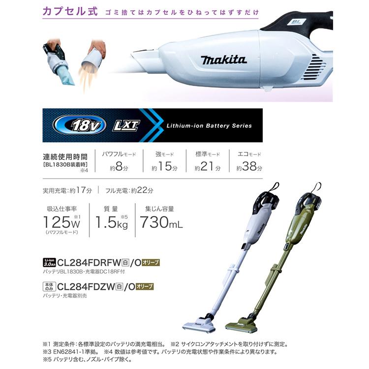 マキタ（makita） CL284FDZW 18V カプセル式 充電式クリーナ(本体のみ