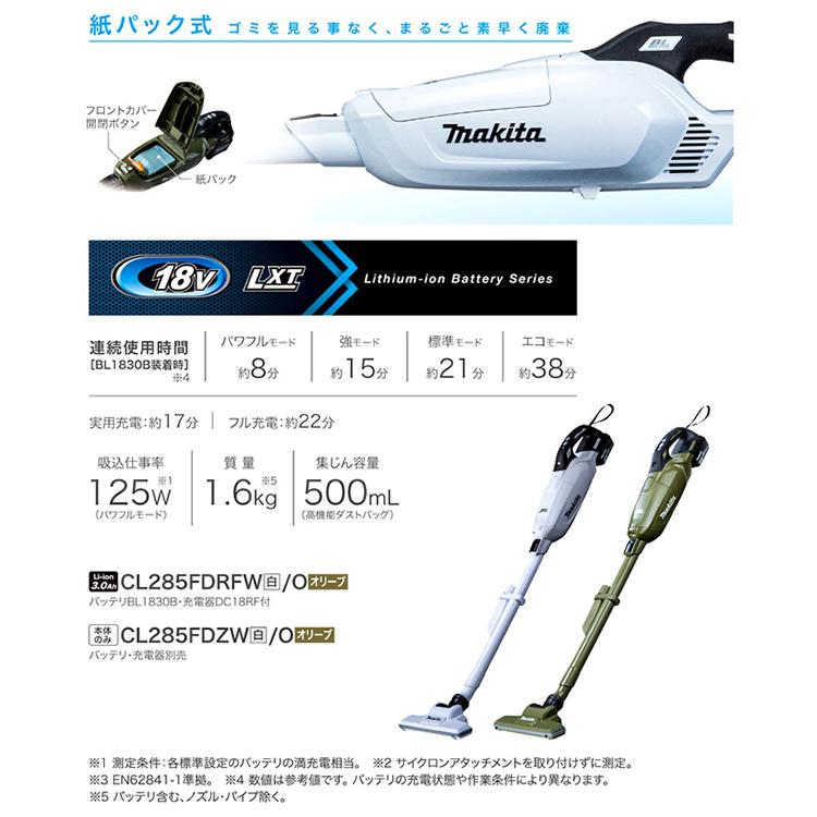 コバマユ　マキタ充電式クリーナ 18V CL285FDZO マキタ（makita） CL285FDZO 充電式クリーナ 本体のみ : パワーツール