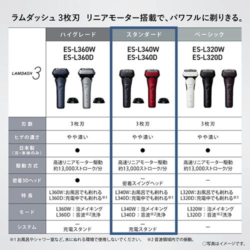 ラムダッシュ ES-L340W-K パナソニック メンズシェーバー 3枚刃 黒 髭