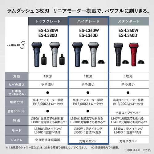 ラムダッシュ ES-L360W-A パナソニック メンズシェーバー 3枚刃 青 髭