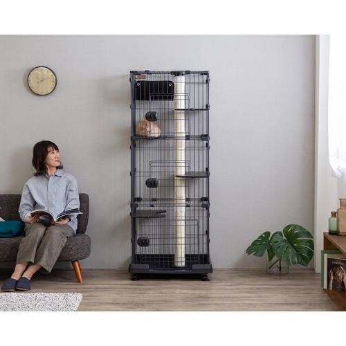 I-4967576599962 アイリスオーヤマ キャットランドケージ スリム ダークグレー PCLC-703 キャスター付き_3
