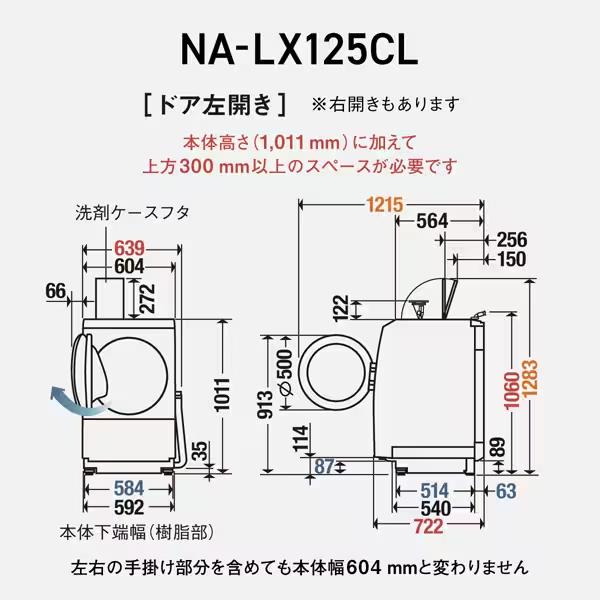 NA-LX125CR-W パナソニック 洗濯12.0kg 乾燥6.0kg ドラム式洗濯乾燥機 右開き マットホワイト トリプル自動投入搭載｜n-chacha｜10