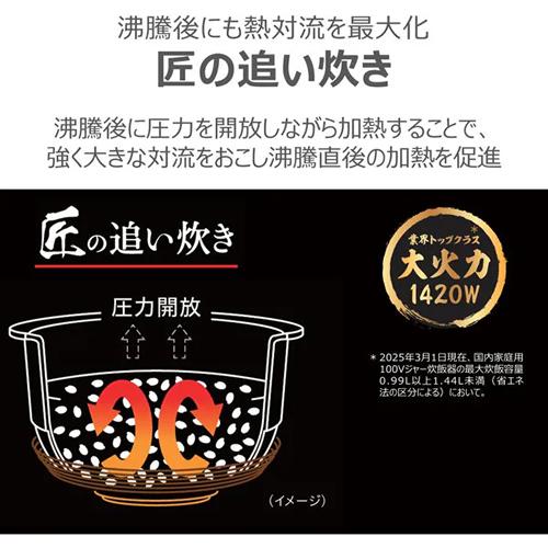炎匠炊き RC-10MGX-W 東芝 5.5合炊き 真空圧力IHジャー炊飯器 グラン