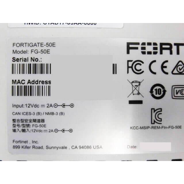 最大85％オフ！Fortigate-50E Fortinet FG-50E UTM（統合脅威管理装置