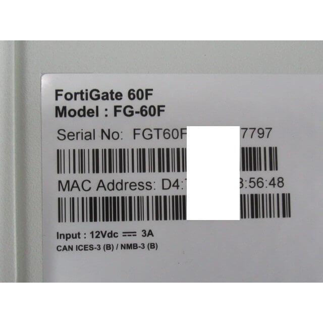 中古】【ライセンス期限2027年7月〜9月迄】FortiGate-60F