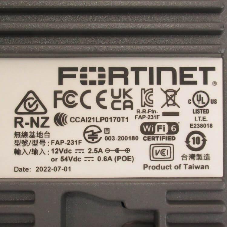 中古】【AC付】 FAP-231F FORTINET 無線アクセスポイント 中古】【AC付】 FAP-231F FORTINET 無線アクセスポイント