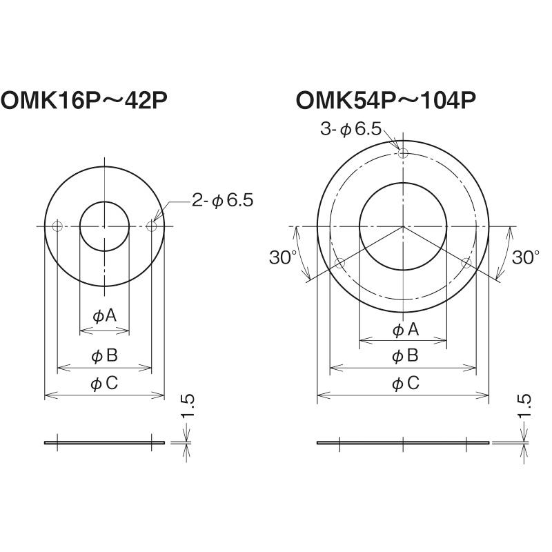 ネグロス電工 OMK54P 【1枚単位】 電線管用貫通穴化粧カバー（おめかし