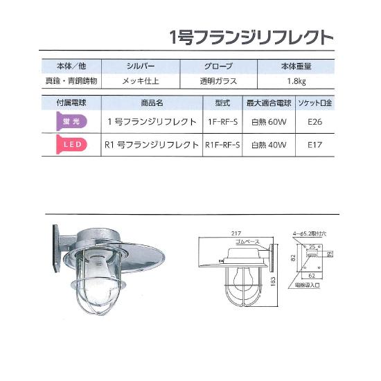 松本船舶電機 マリンランプ リフレクトシリーズ R1号フランジ