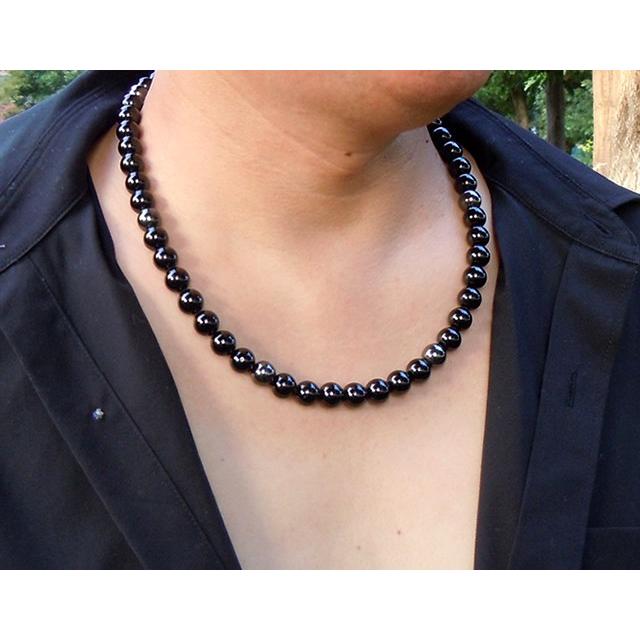 ブラック トルマリン ネックレス 磁気入り 特大玉10mm/50・55 ブラック トルマリン ネックレス 磁気入り 特大玉10mm/50・55