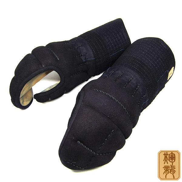 【受注生産品】剣道具 剣道防具 単品 甲手 禅 zen 輝龍 きりゅう 8mm十字刺 総紺革仕様 刺繍ネーム付 日本製 小手