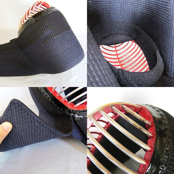 剣道防具一式セット　防具入れ、つば付き 剣道具 剣道防具 セット 黒頂 織刺 紺紐付 刺繍ネーム付 防具