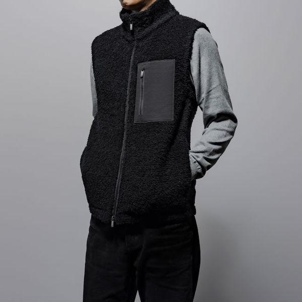 THE』 THE WOOL FLEECE VEST S BLACK ウール混紡フリース 中川政七商店 