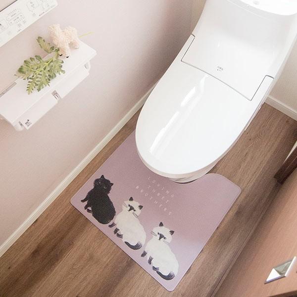 年中無休年中無休オカトー 拭ける抗菌・防臭北欧風トイレマット ネコ 55×60cm OKATO トイレ用マット 