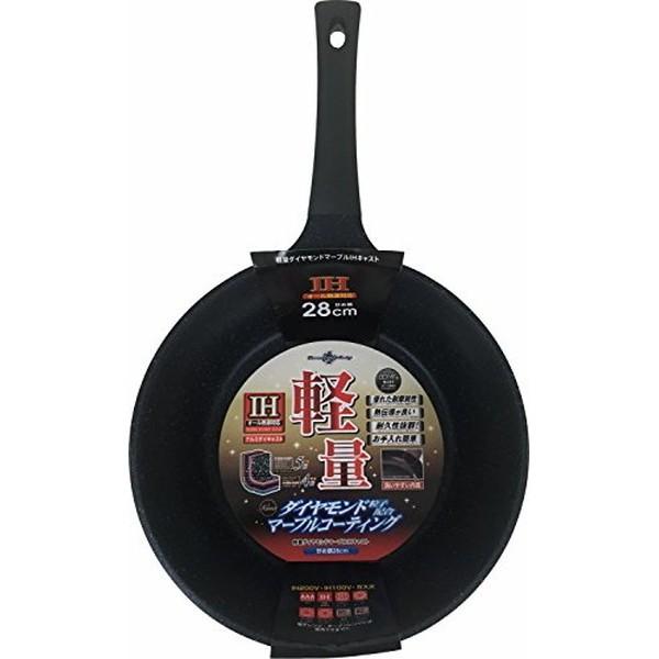 タフコ 軽量 ダイヤモンドマーブルコーティング IH対応 炒め鍋 28cm F-7124｜n-kitchen
