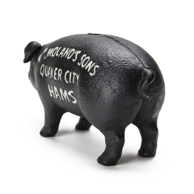 ブタ 豚 貯金箱 雑貨 Hams Standing Pig Bank ブラック