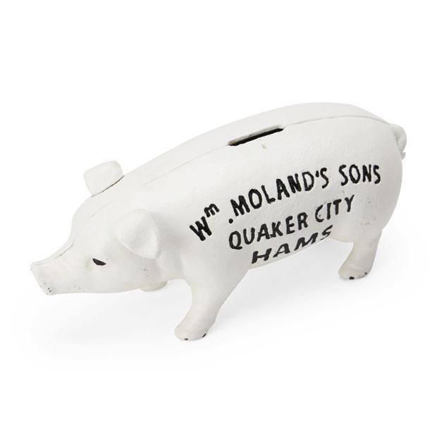 ブタ 豚 貯金箱 雑貨 Hams Standing Pig Bank ホワイト : インテリア