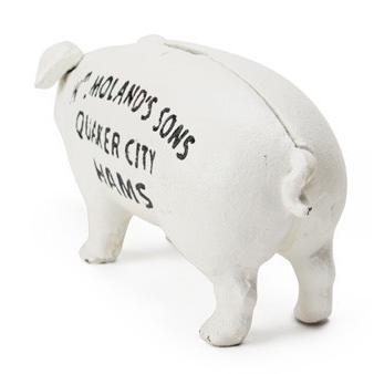 ブタ 豚 貯金箱 雑貨 Hams Standing Pig Bank ホワイト : インテリア