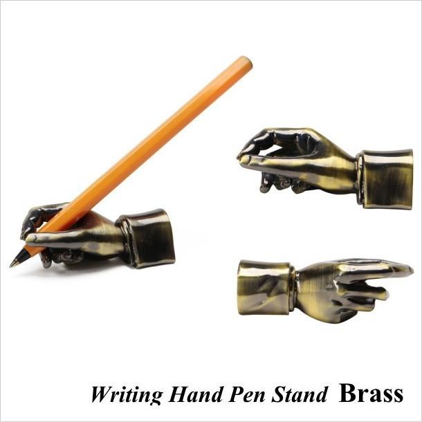 ペンスタンド ペン立て 1本 アンティーク Writing Hand Pen Stand ブラス｜n-l