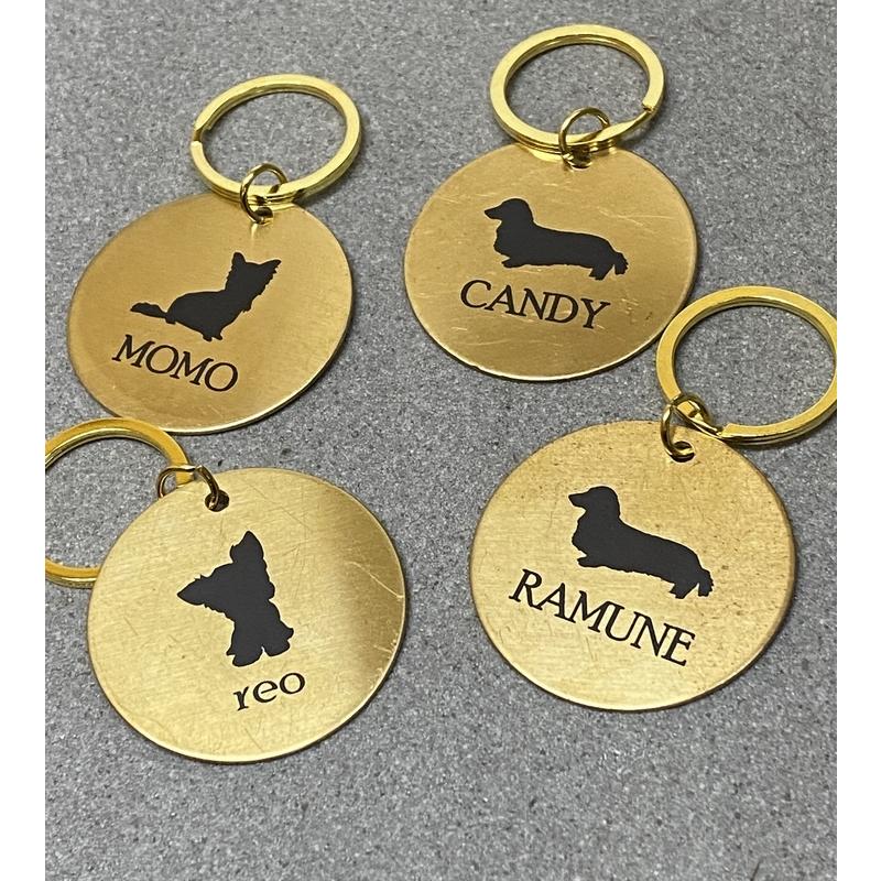 brass 真鍮 【名入れ】 キーリング ダメージ ヴィンテージ加工 Dog 犬