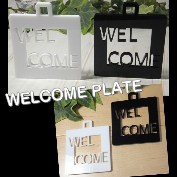 ハンドメイド アクリル製サインプレート「WELCOME」選べるカラー ホワイト＆ブラック ウェルカムボード ドアプレート 壁掛け インテリア 手作り雑貨 白黒｜n-lighting｜02