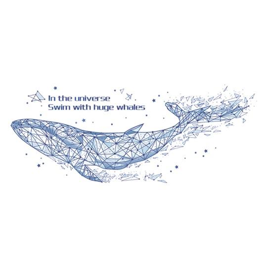 ウォールステッカー ザトウクジラ 巨大 宇宙 幾何学 壁に貼るシール 星