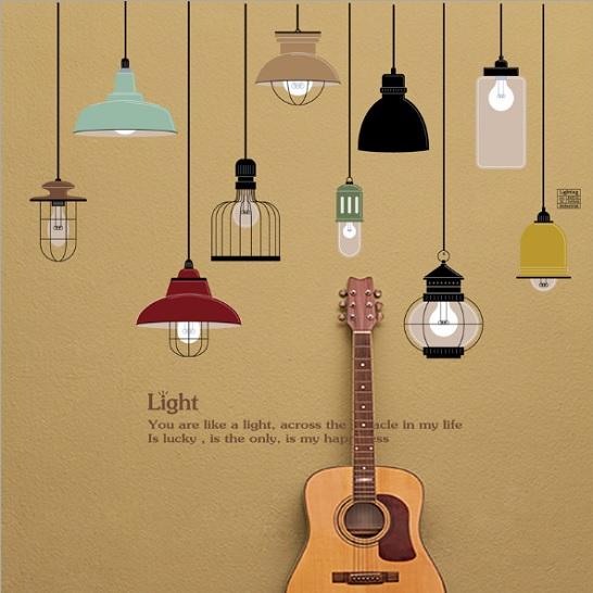 メーカー公式ショップ ウォールステッカー ペンダントライト 10種の吊り下げ電球 壁シール レトロな 照明 英文字 インテリア 郵送無料 Sovanahotel Com