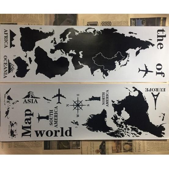 高級感 ウォールステッカー 世界地図 マップオブザワールド 壁シール モノトーン 英文字 黒 送料無料 Babylonrooftop Com Au