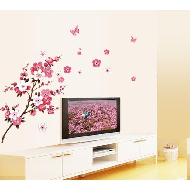 限定タイムセール ウォールステッカー 桃の花と蝶々 ウォールペーパー シール 春 和風 ピンク 小サイズ 送料無料 Supplystudies Com