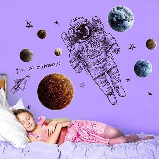 ウォールステッカー 宇宙飛行士 惑星 手書き風 壁紙シール ロケット 丸形 英語 リビング 送料無料 Other Astronaut Planet Rocket N M 通販 Yahoo ショッピング