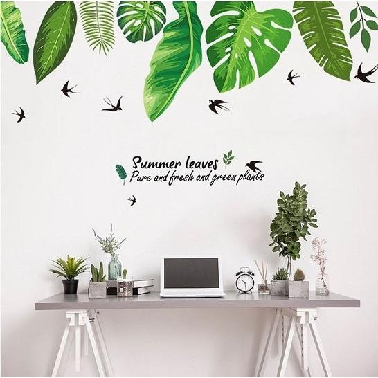 ウォールステッカー ハワイアン ヤシの葉 モンステラ 激安セール グリーンリーフ 壁シール 南の島 バナナ 夏 植物 送料無料 タヒチ