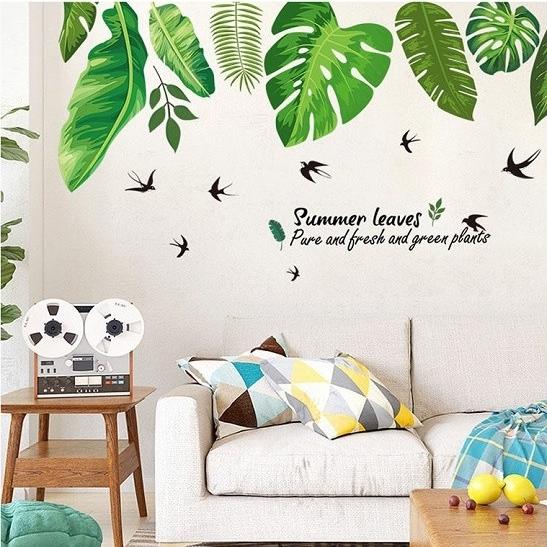 ウォールステッカー ハワイアン ヤシの葉 モンステラ 激安セール グリーンリーフ 壁シール 南の島 バナナ 夏 植物 送料無料 タヒチ